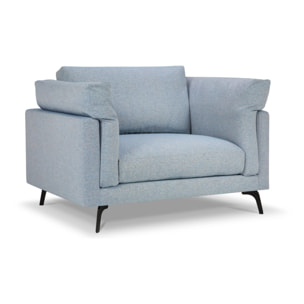 Fauteuil xl "Camille" en tissu structurel bleu clair