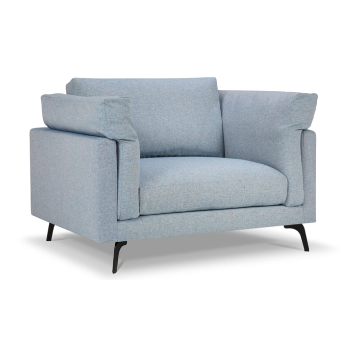 Fauteuil xl "Camille" en tissu structurel bleu clair