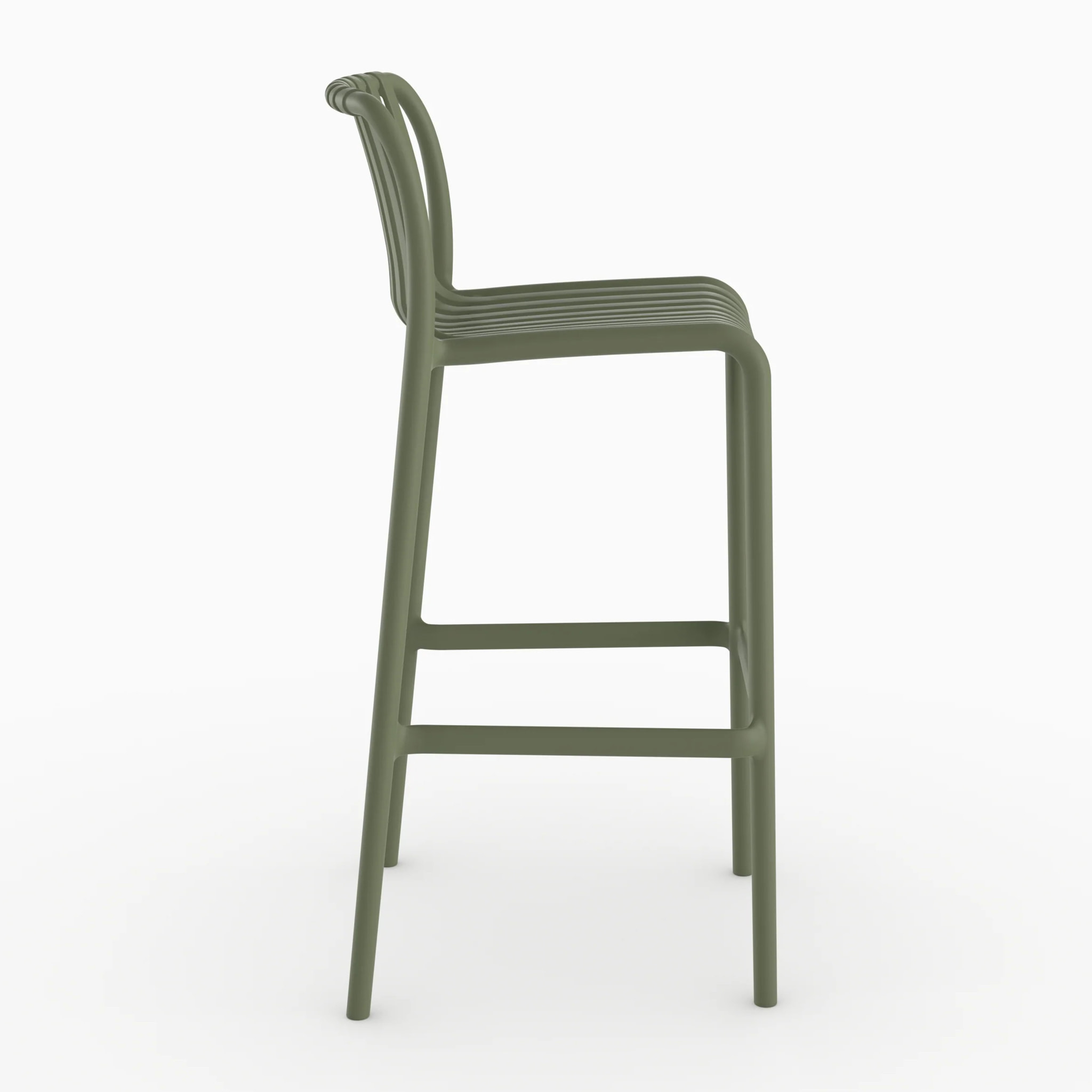 Lot de 2 chaises de bar de jardin 76 cm en plastique vert kaki - Duli