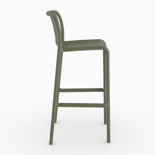 Lot de 2 chaises de bar de jardin 76 cm en plastique vert kaki - Duli