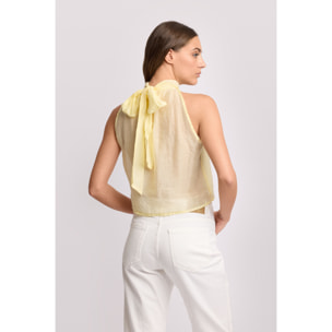 Kocca - Blusa con fiocco sul retro Donna, Tinta unita, Girocollo