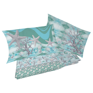 Completo letto marina verde 100% cotone