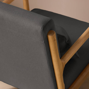 Fauteuil scandinave bois d'hévéa et tissu LORENS