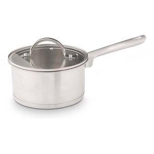 Casseruola in acciaio inossidabile con coperchio in vetro. 16cm di diametro.