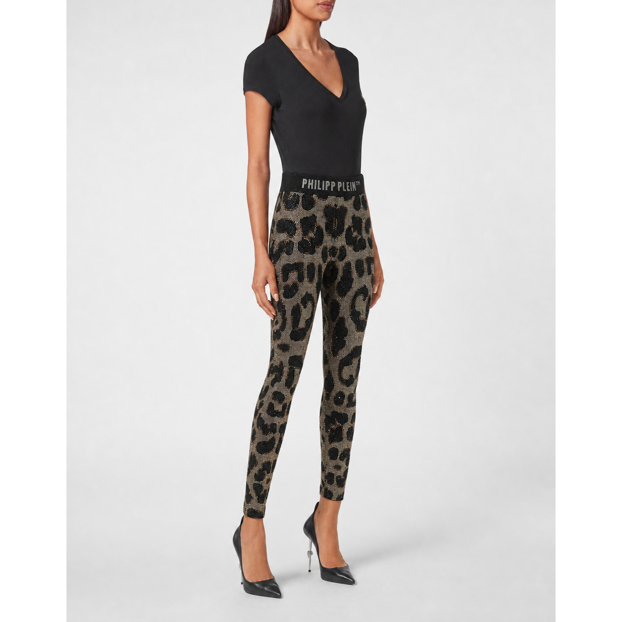 PHILIPP PLEIN Leggings deportivos LEOPARD