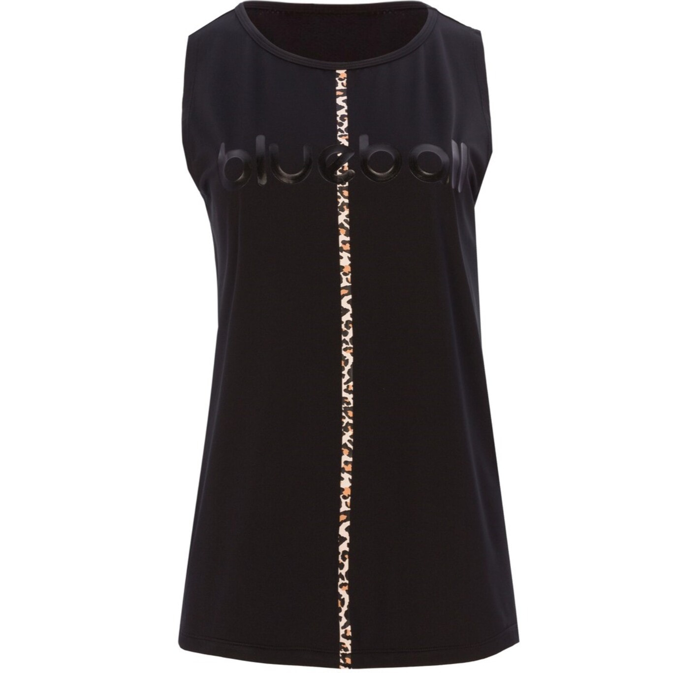 CAMISETA RUNNING SLIM MUJER SIN MANGAS BLUEBALL EN NEGRO CON LINEAS LEONARD