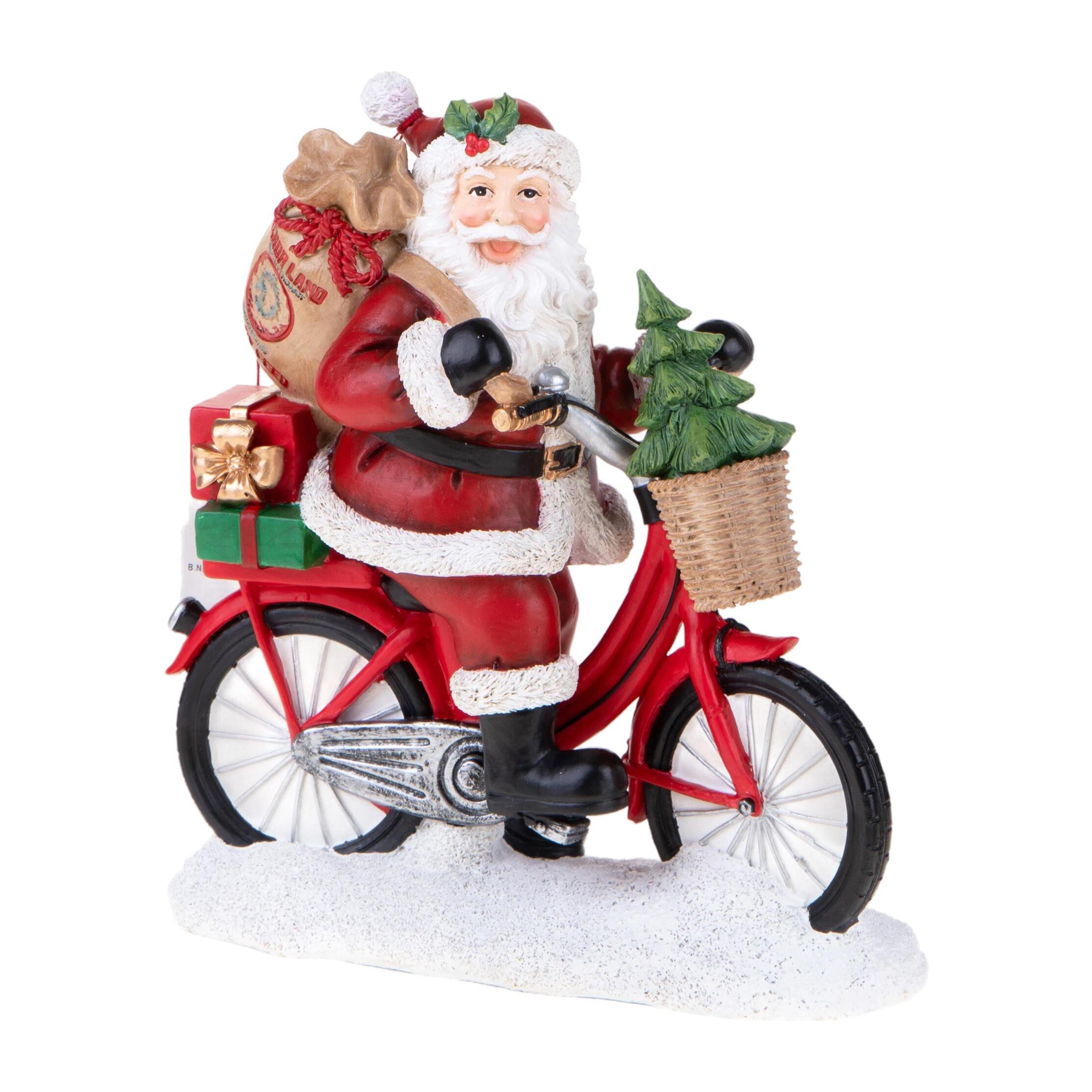 Babbo Natale in Bici - Pezzi 1 - Colore Rosso - 21x24Hx11,4cm - Bianchi Dino