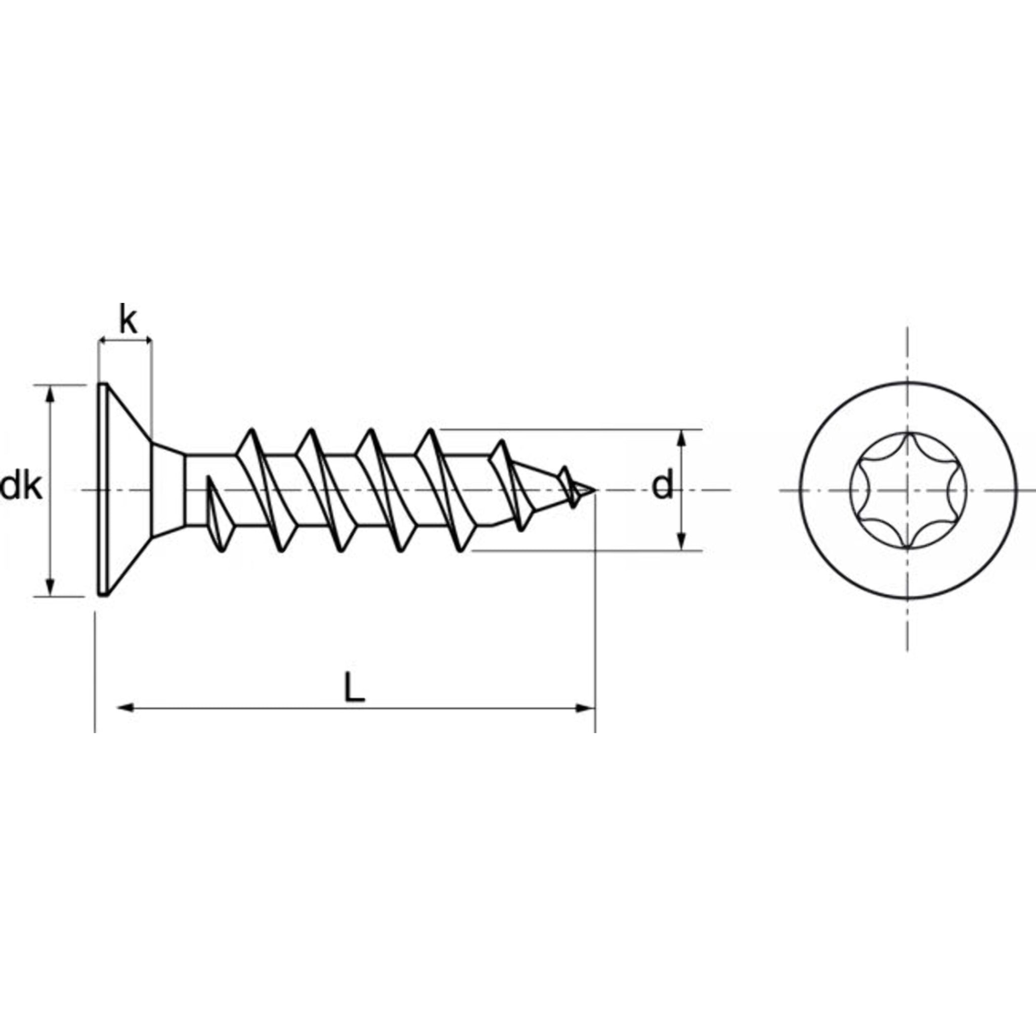 Boîte 200 Vis bois aggloméré Torx 10 - Filetage Total - 3 x 20mm - Boite de 200 vis - ACTON - 623193X20