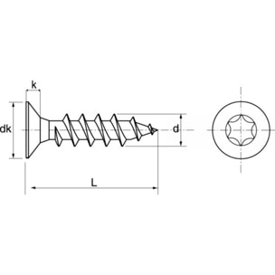 Boîte 200 Vis bois aggloméré Torx 10 - Filetage Total - 3 x 20mm - Boite de 200 vis - ACTON - 623193X20