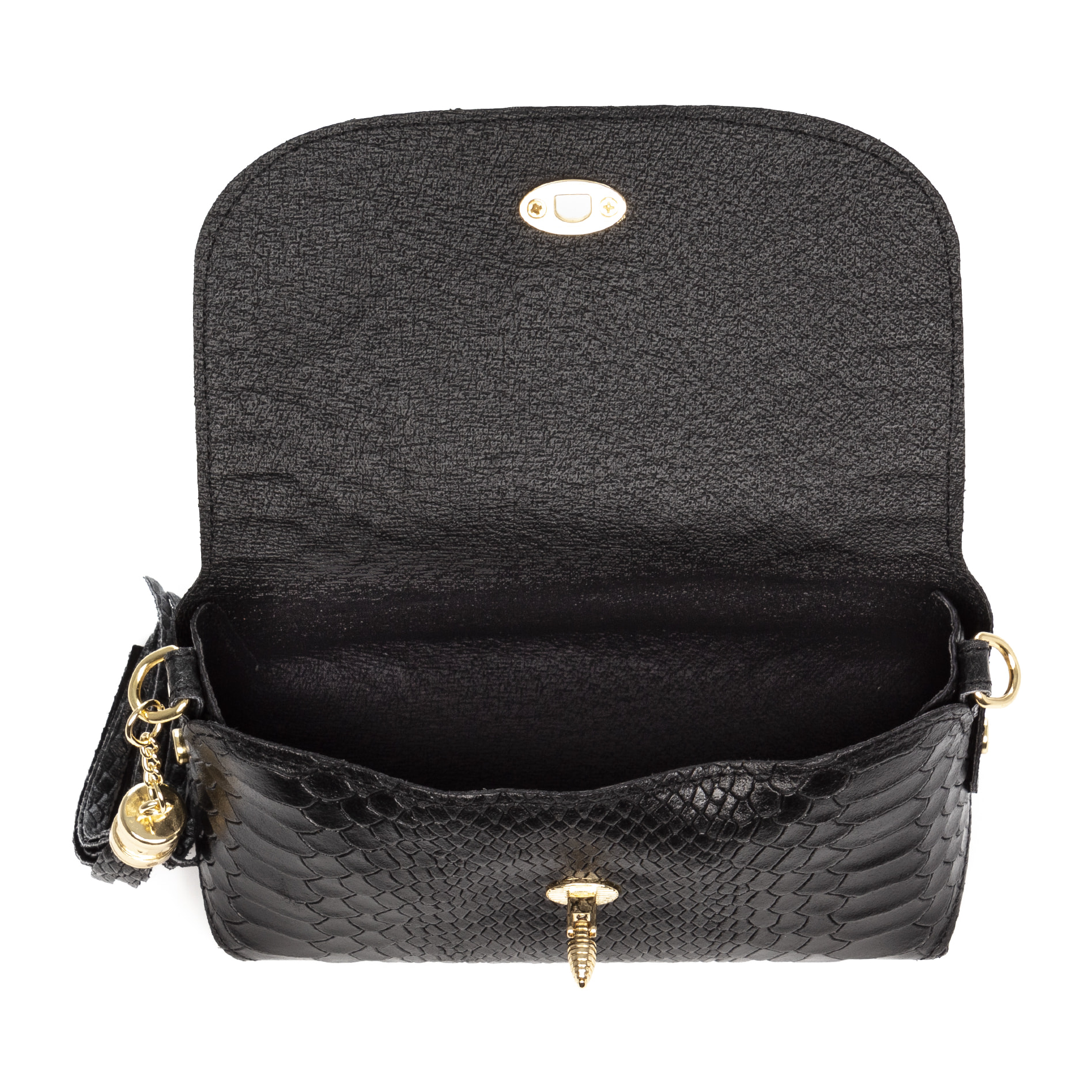 Amblar borsa a tracolla donna. Pelle autentica camoscio stampato serpente.