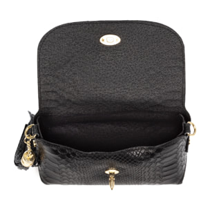 Amblar borsa a tracolla donna. Pelle autentica camoscio stampato serpente.