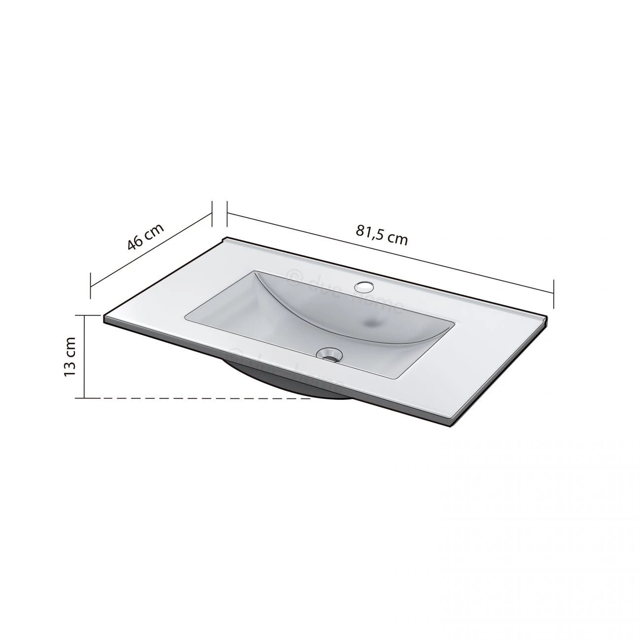 Lavabo de resina rectangular en blanco 80x45 cm Nilo Blanco Blanco