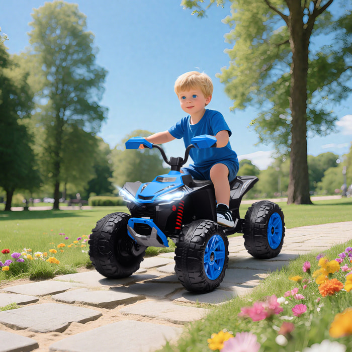 Quad Eléctrico para Niños 24V, Quad para Niños de 3-8 Años de 2 Plazas, con 2 Motores, Velocidad hasta 6,5â€¯km/h, Ruedas con Suspensión, Faros, Bocina, Música, USB, Azul
