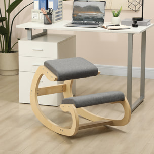 Silla Ergonómica de Rodillas, Silla de Rodillas de Madera, Taburete Ergonómico, Cojín Acolchado, para Mejorar la Postura, para Casa y Oficina, Gris
