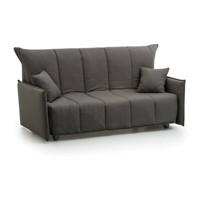 Divano letto 3 posti Ardis, Sofà con apertura a carrello in tessuto imbottito, Braccioli standard, 100% Made in Italy, Cm 190x90h85, Grigio