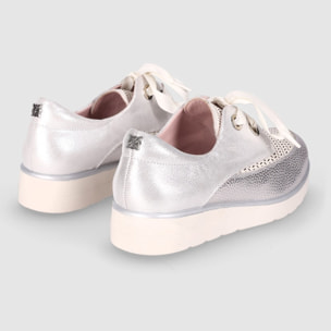 Zapatos de Piel - Plata - Tacón: 3 cm