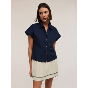 Motivi - Camicia kimono in cotone - Blu