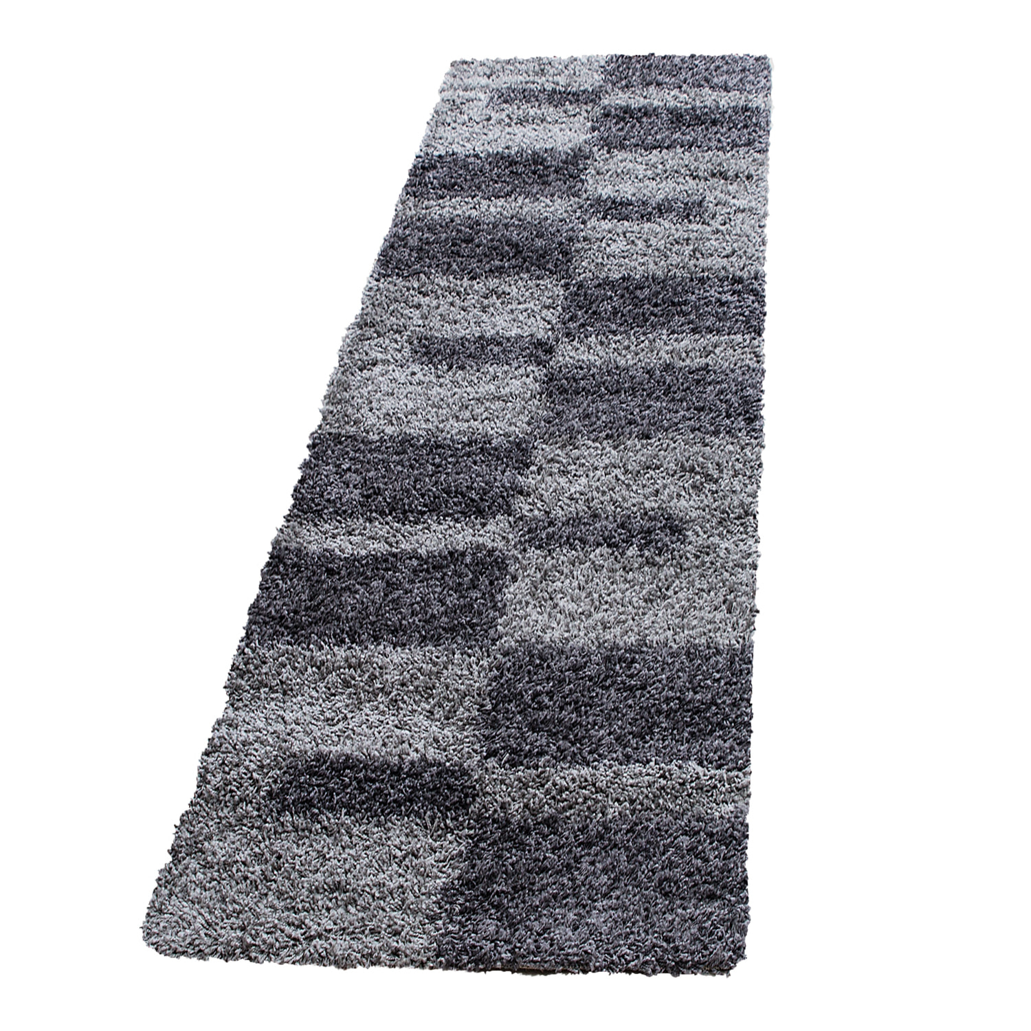 GALA - Tapis shaggy à poils longs motif géométrique gris