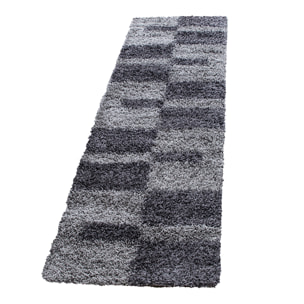 GALA - Tapis shaggy à poils longs motif géométrique gris