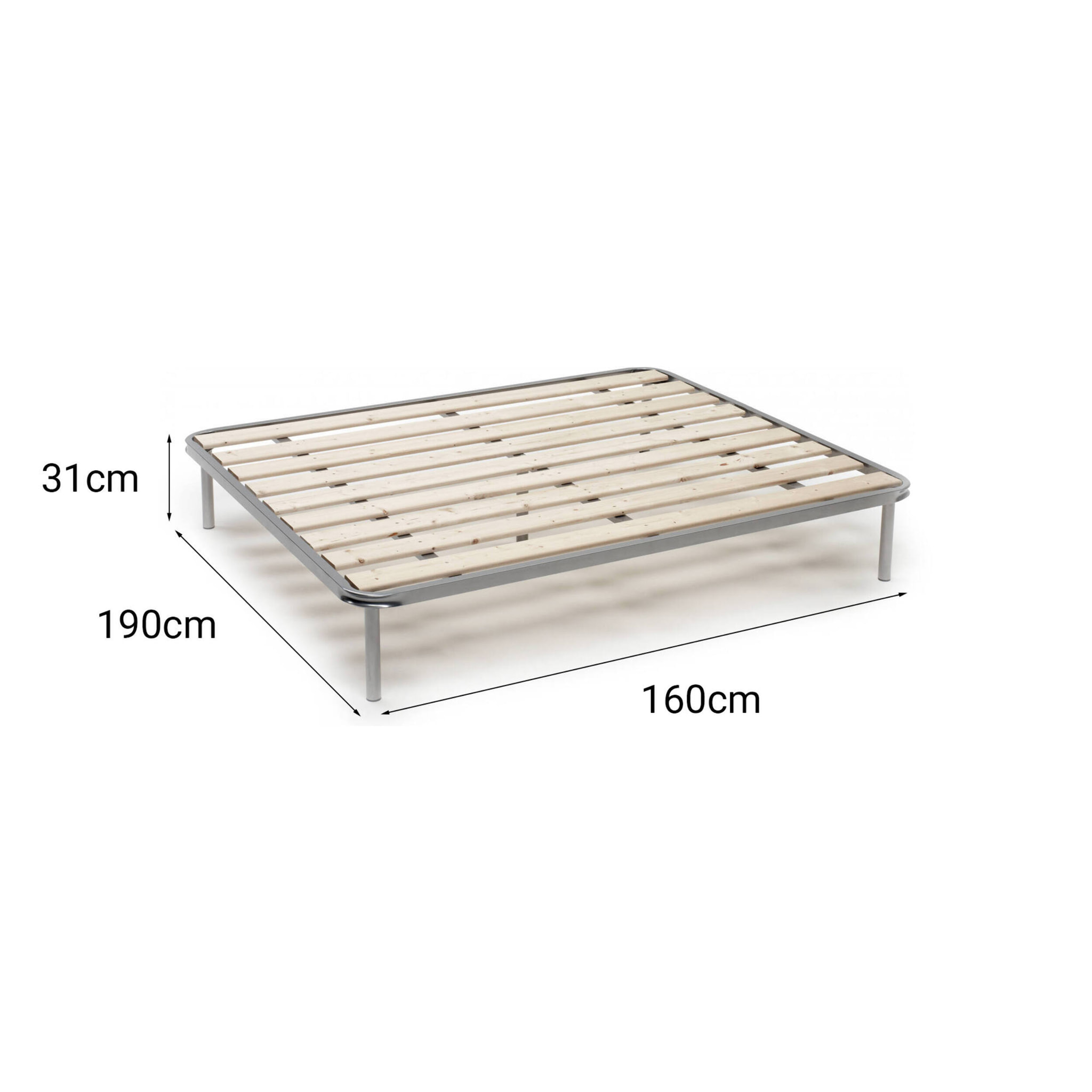 Rete letto matrimoniale Aleck, Rete ortopedica a doghe piallate, 100% Made in Italy, Cm 160x190h 31