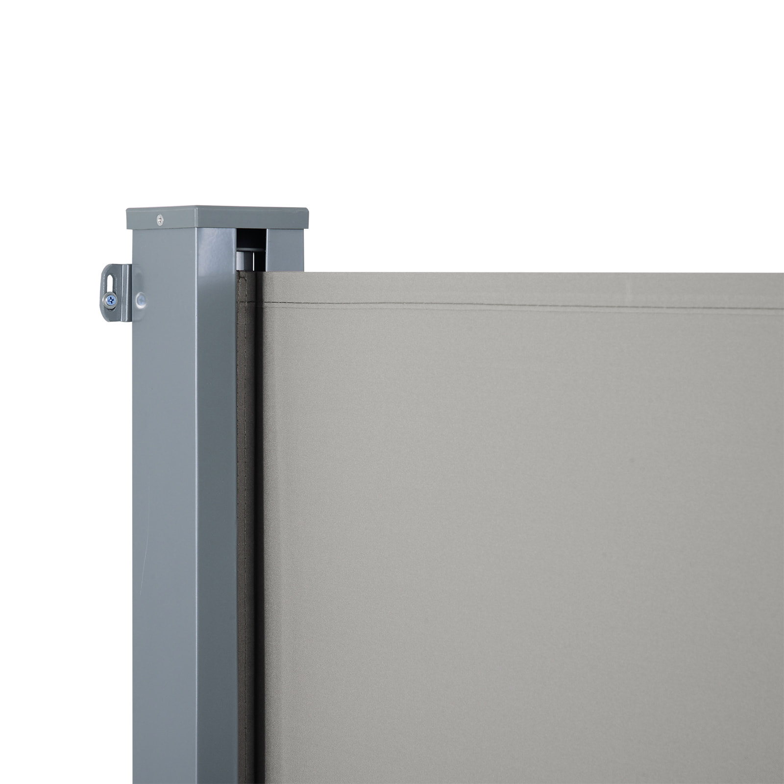 Store latéral brise-vue paravent rétractable dim. 3L x 1,60H m alu. polyester anti-UV haute densité 280 g/m² gris