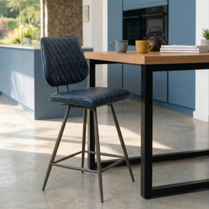 Chaise de bar bleu foncé style industriel SALERNE