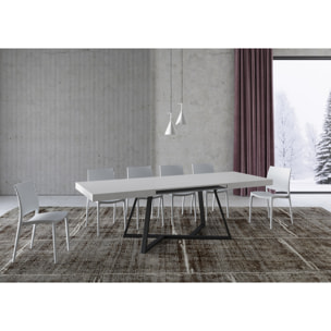 Mesa extensible 90x140/400 cm Booster fresno blanco patas antracita