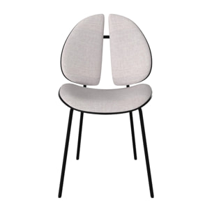 Chaise en tissu gris et bois noir - Coccinelle