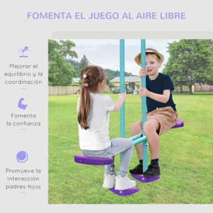 Juego de Columpios de Jardín de Metal con Altura Ajustable Columpios para Niños de +3 Años con Columpio Doble Balancín para Patio Terraza 280x140x176 cm Azul y Morado