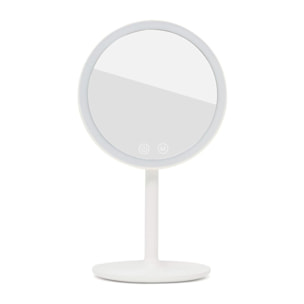 Miroir cosmétique pliable en plastique, 3 couleurs de lumière réglables, hauteur 34,5 cm, blanc (SATZKLEDB)