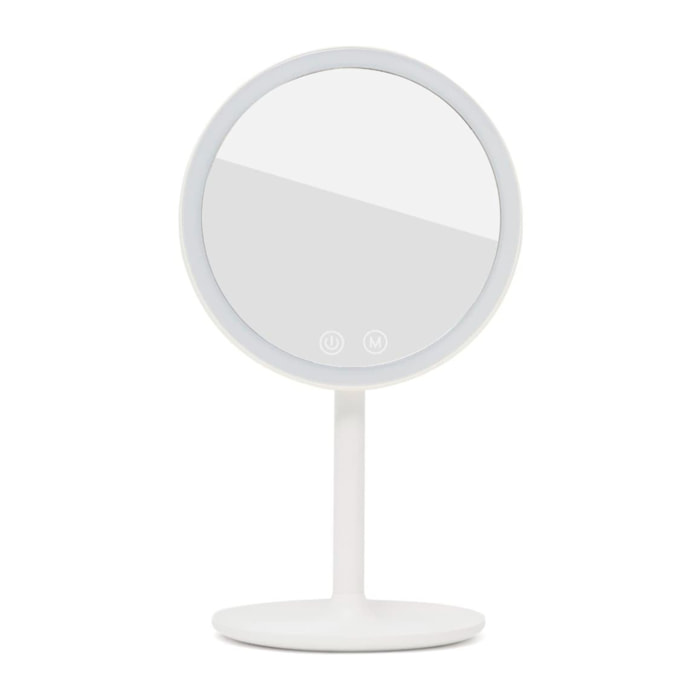 Miroir cosmétique pliable en plastique, 3 couleurs de lumière réglables, hauteur 34,5 cm, blanc (SATZKLEDB)
