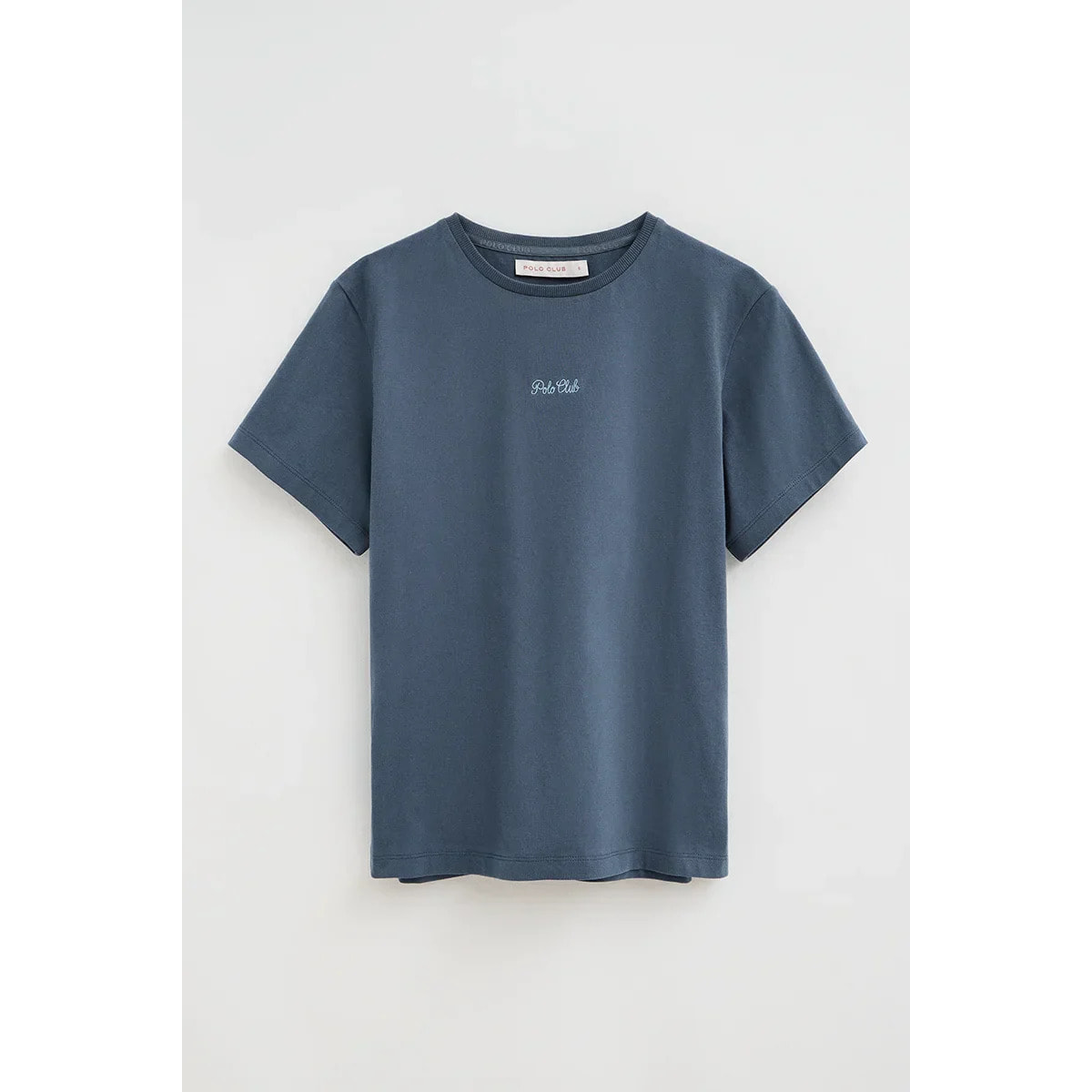 Maglietta blu denim a maniche corte regular fit con ricamo Polo Club