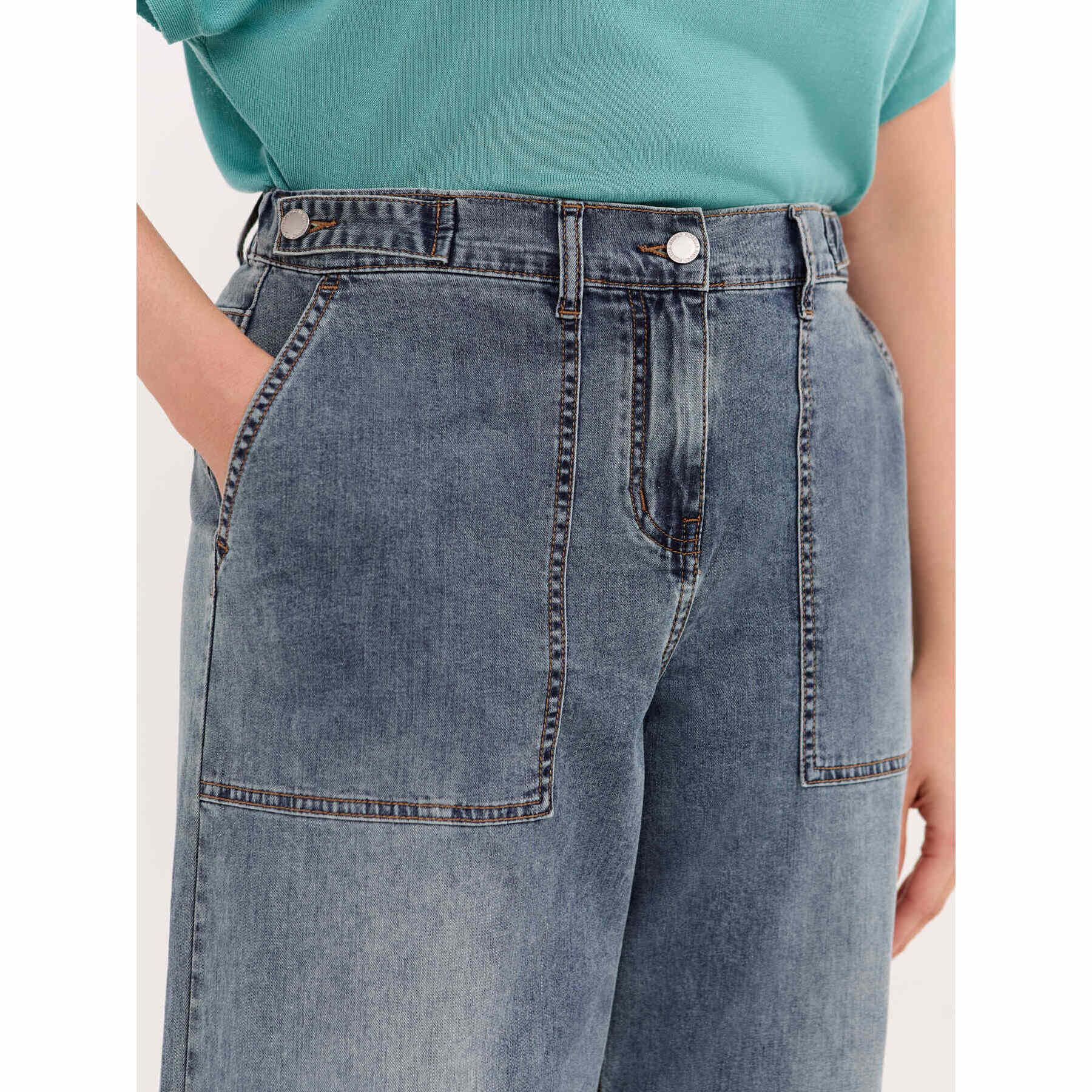 Fiorella Rubino - Jeans Wide Leg con maxi bolsillos - Azul