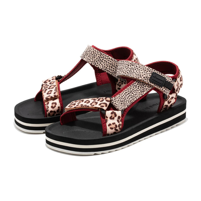 Sandalias Mujer Forest High Franjas Animal Burgundy