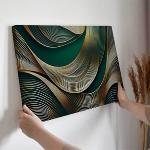 Tableau lignes dorées sur vert profond Toile imprimée