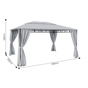 Gazebo Da Giardino 3 x 4 M Con Tende Laterali Richiudibili Struttura In Acciaio Robusto Copertura Impermeabile 180 g/m² Con 4 Teli Laterali Esterno Giardino Piscina Fiere Ombreggiante Privacy Grigio