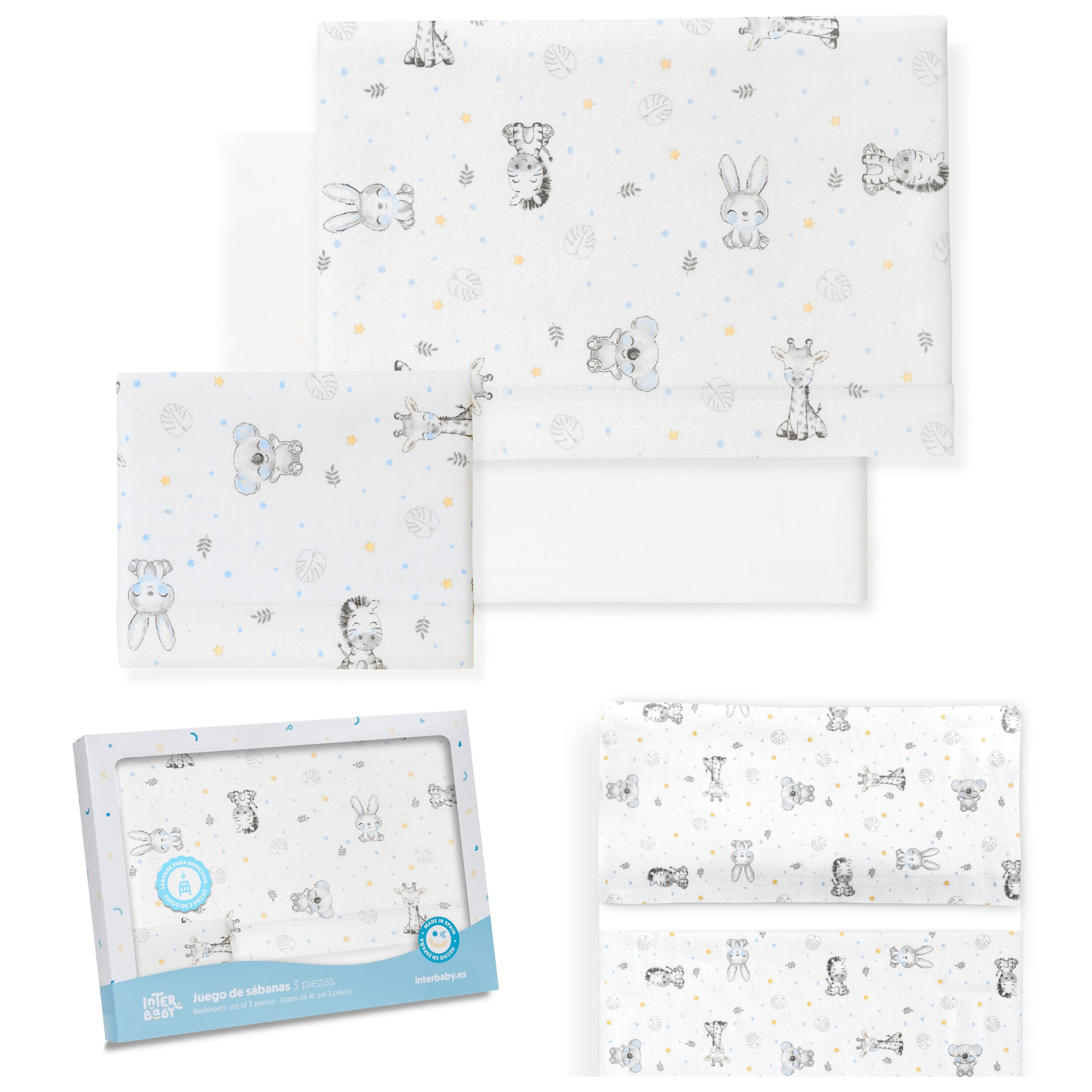 Triptico Minicuna Franela Modelo Koala Bco/Azul