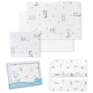 Triptico Minicuna Franela Modelo Koala Bco/Azul
