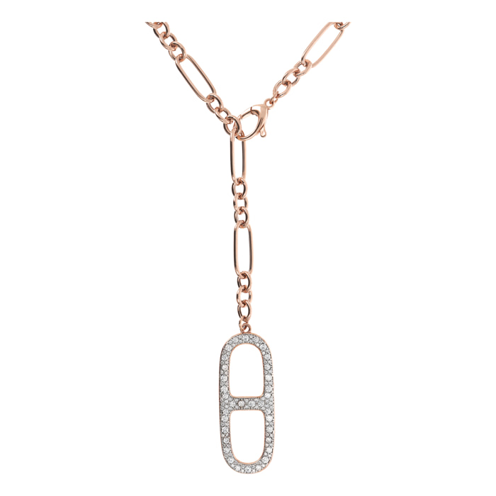 Collana a Cravatta con Elemento Catena Marina Pavé in Cubic Zirconia