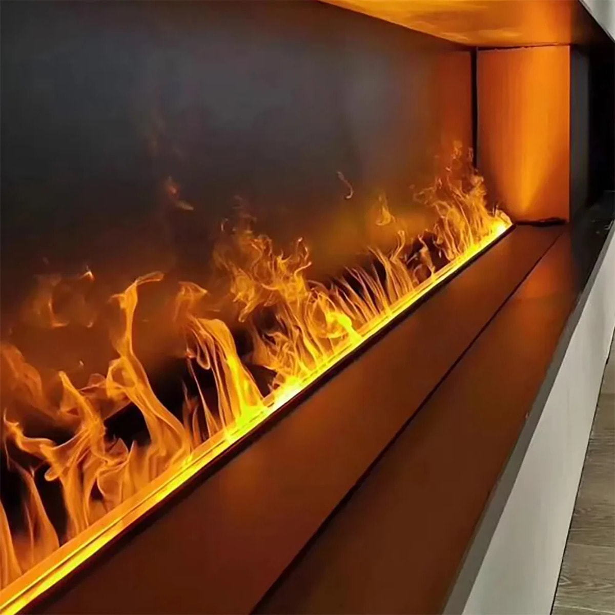 Vapor 100 - Inserto Camino Decorativo ad Acqua Senza Calore 100x17,8x22,7 cm con Effetto Fiamma a LED 3D Nero