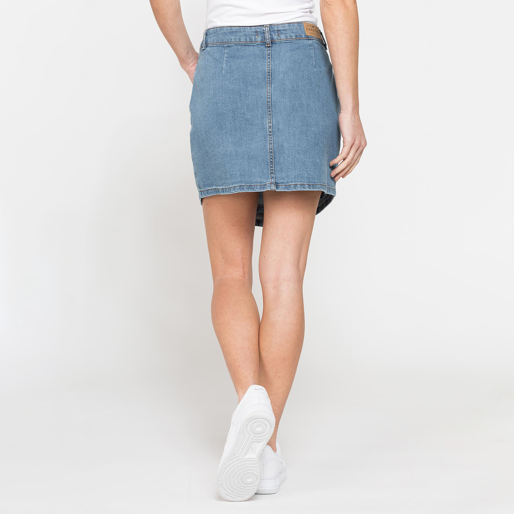 MINIGONNA ASIMMETRICA IN DENIM STRETCH 12oz