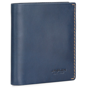 Cartera Hombre Piel Jaslen Lyon Azul Marino-Camel