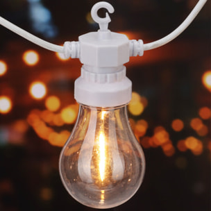 Guirnalda de luces led con 10 bombillas blancas cálidas y temporizador - cable blanco de 5m incluido