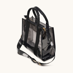 Bolso Transparente con Bandolera Estampada JADE CROSSBODY SHOPPER BLACK