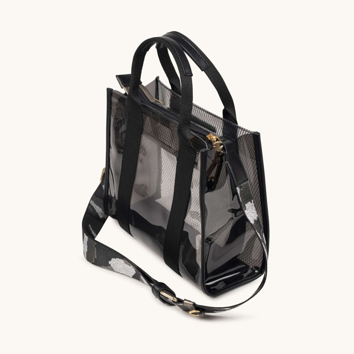 Bolso Transparente con Bandolera Estampada JADE CROSSBODY SHOPPER BLACK