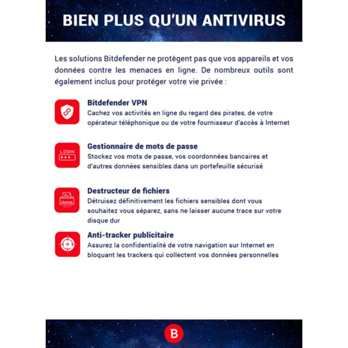 Logiciel antivirus et optimisation BITDEFENDER Internet Security  - 1 an - 1 poste