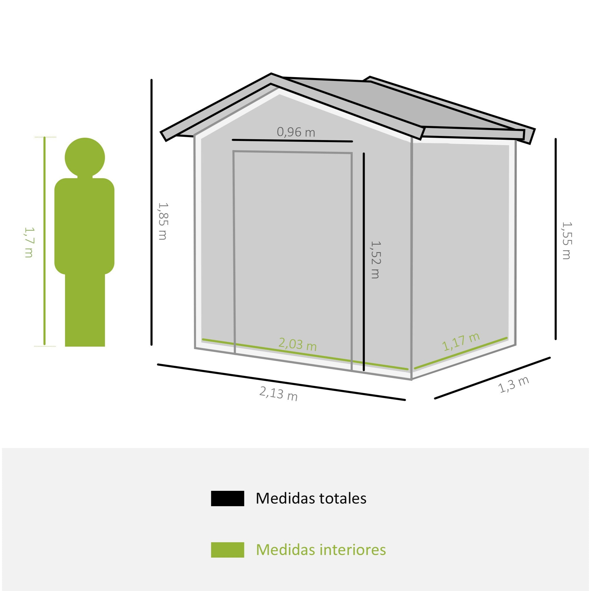 Caseta de Jardín Cobertizo Exterior de Acero para Herramientas con Ventilación