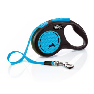 Laisse New Neon S Tape 5 m black/ neon blue Flexi CL11T5-251-S-NEOBL