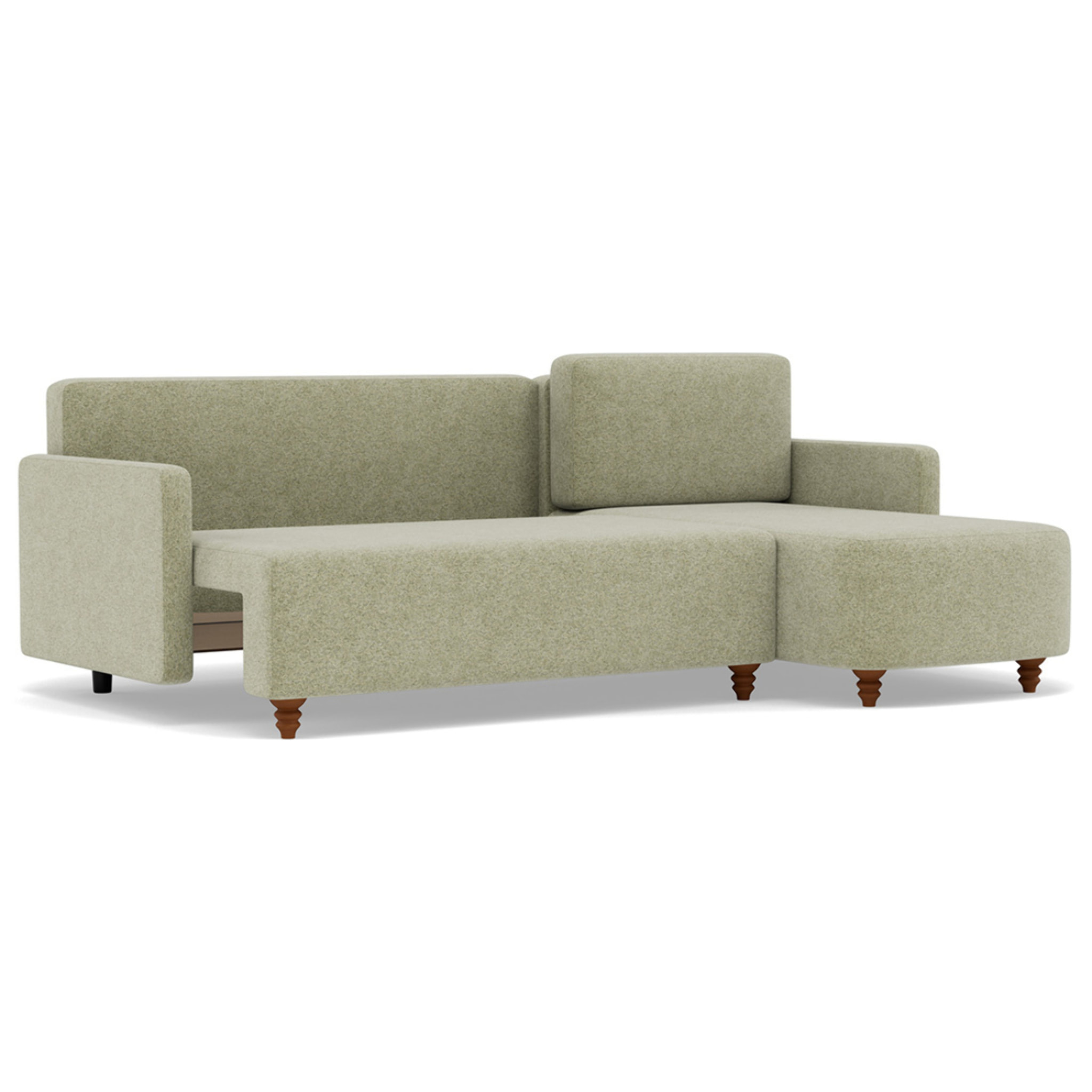 Calypso - canapé d'angle réversible 4 places convertible avec coffre en tissu - Vert sauge