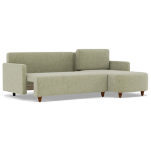 Calypso - canapé d'angle réversible 4 places convertible avec coffre en tissu - Vert sauge